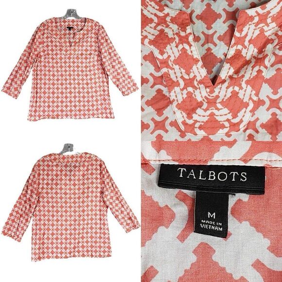 Talbots Shirt Popover Orange Women’s Size Medium M Resort Wear Popover - Picture 1 of 8